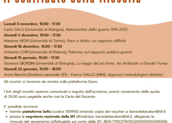 Dal 3 novembre i seminari SFI su guerra e pace con Carlo Galli, Umberto Curi e Massimo Mori