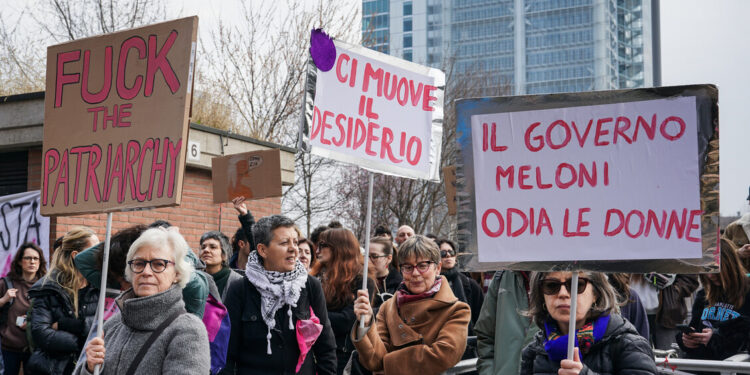 Presidio di Non Una di Meno contro il ddl Bongiorno a Torino