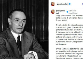 Meloni, Mattei ispirazione quotidiana nostro impegno, continueramo a farne tesoro