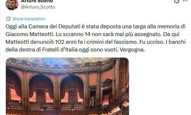 Uno scranno della Camera dedicato a Matteotti, polemiche per le assenze alla cerimonia