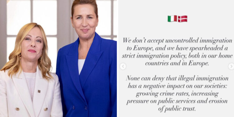 Meloni e Frederiksen: ‘No a un’immigrazione incontrollata’